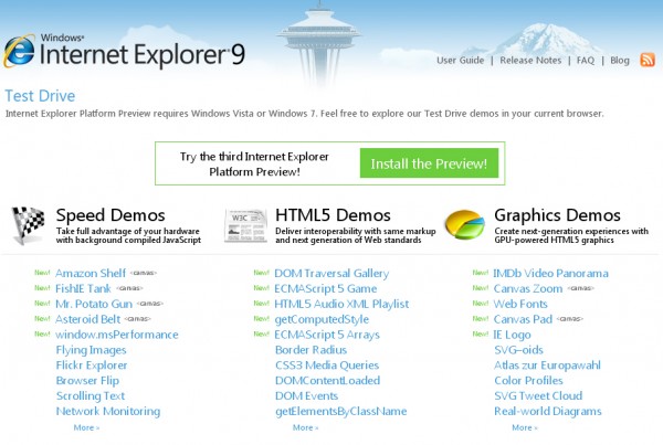 Test Drive do Internet Explorer 9