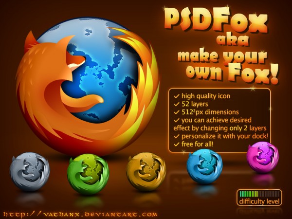 Ícones para o Firefox em PSD