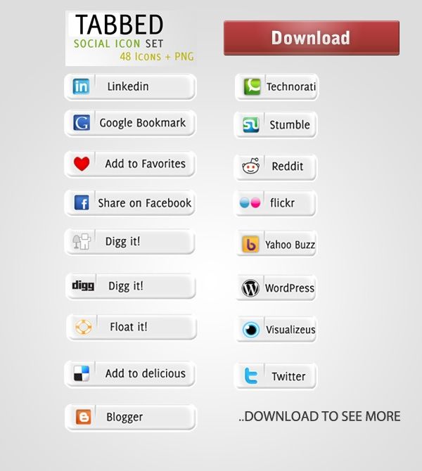 Tabbed Social Media Icon Set