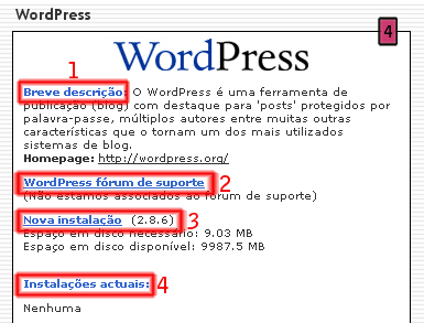 WordPress no Fantastico