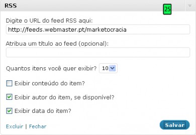 Opções De Configuração Do RSS