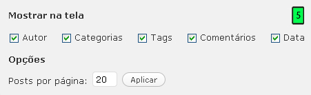 Opções De Tela Nos Posts