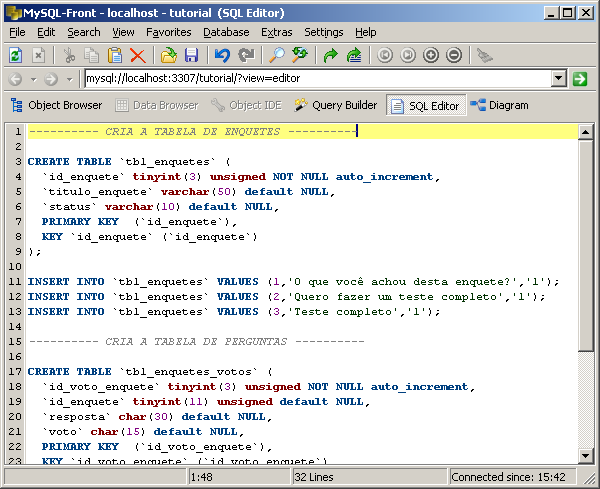 Criar Tabela MySQL