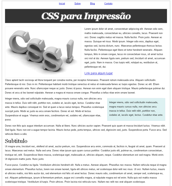 CSS Para Impressão