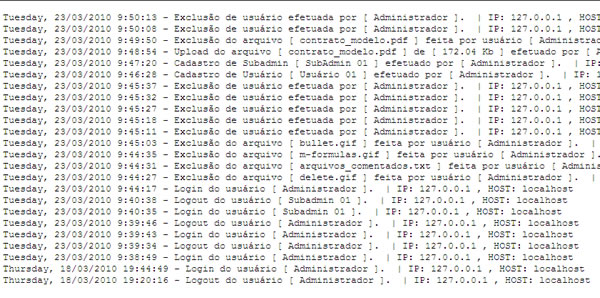 LOGS DOS REGISTROS