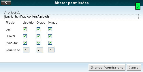 Alterar Permissões no cPanel