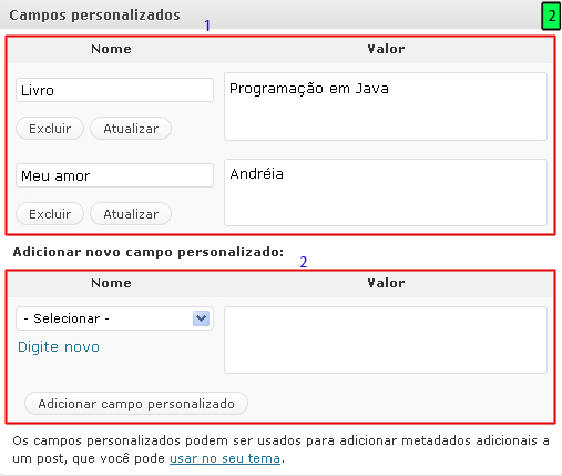 campos personalizados no wordpress