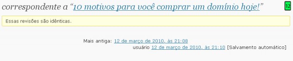 revisões comparadas forem idênticas