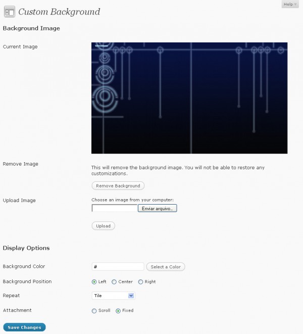 personalizar background no WordPress 3.0