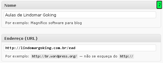 Nome e Endereço (URL)