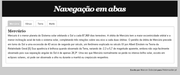 navegação em abas
