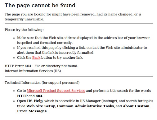 The page cannot be found