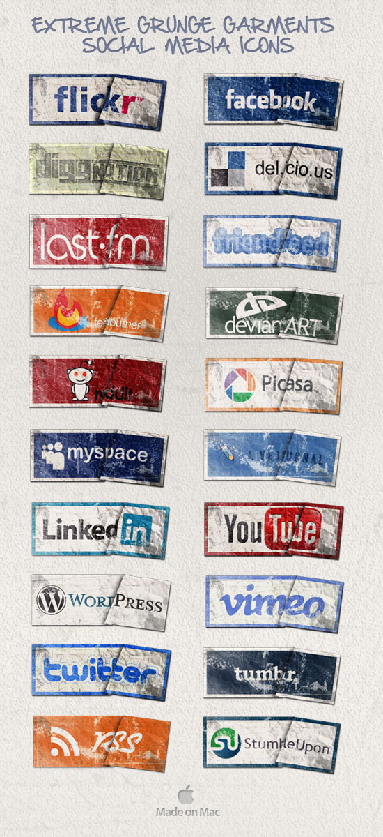 Extreme Grunge Social Media Garments Icons