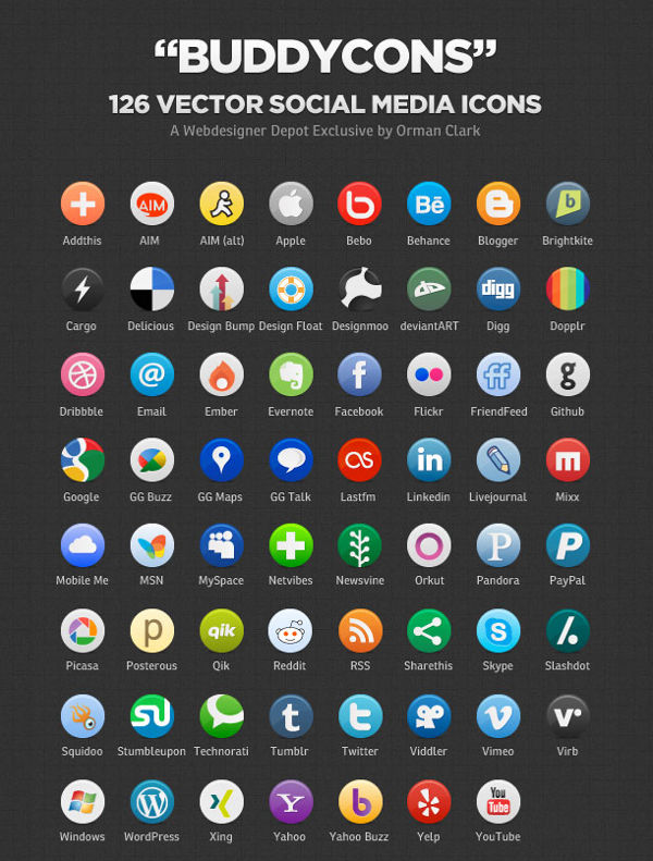 Buddycons – Vector Social Media Icons
