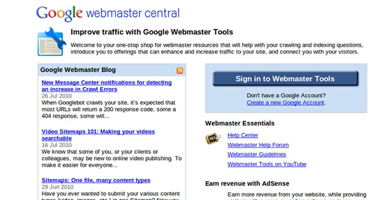 Google Webmasters Tools