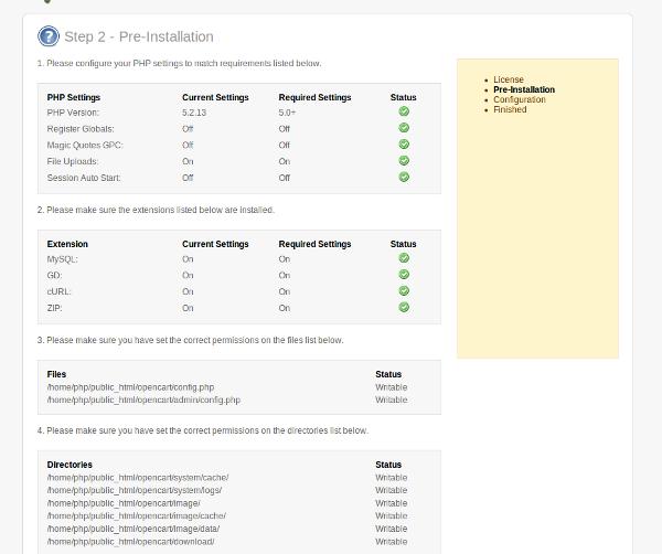 php settings