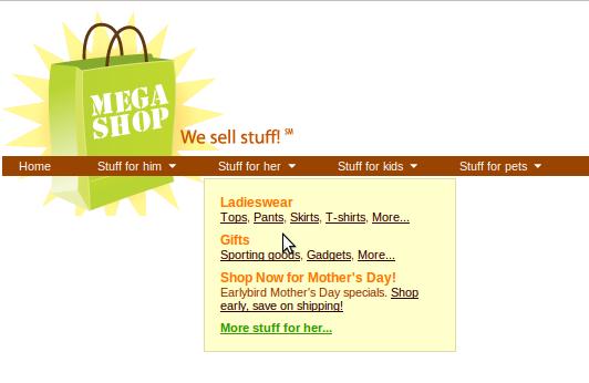 mega dropdown menu