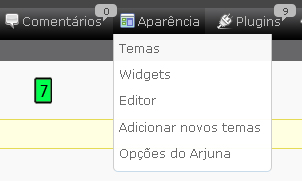 Ícones dos Menus Suspensos