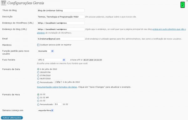 Configurações  Geral