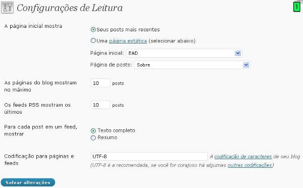 configuracoes leitura