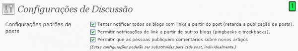 configurações padrões de posts