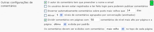 Outras Configurações De Comentários