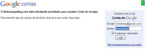 dados da sua conta do Google