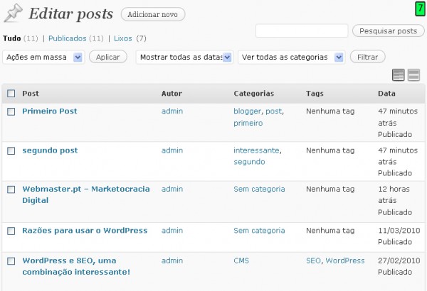 marcados adicionados ao posts irão ser convertidos em categorias